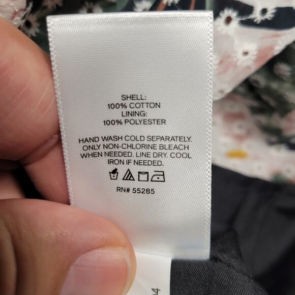 Express Tiered Trapeze Dress Womens Large Floral Print Eyelet V-Neck Tiered - Picture 8 of 16